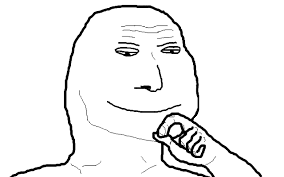 Smug Wojak, the main character image showing a wojak with a smug expression and hand to chin pose